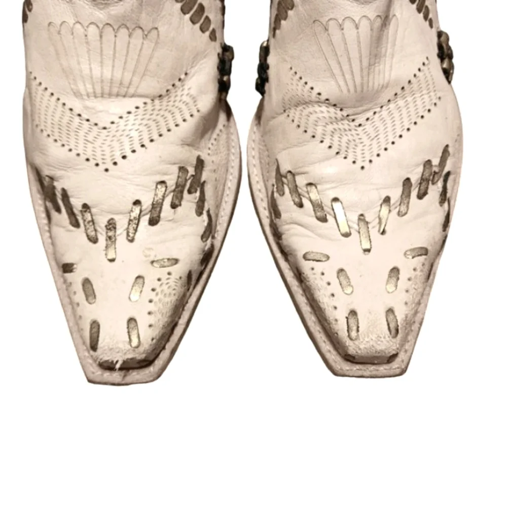 Vintage BCB Girls Western Style Leather Ankle Boot size 6 Bronze/Cream - Picture 4 of 11